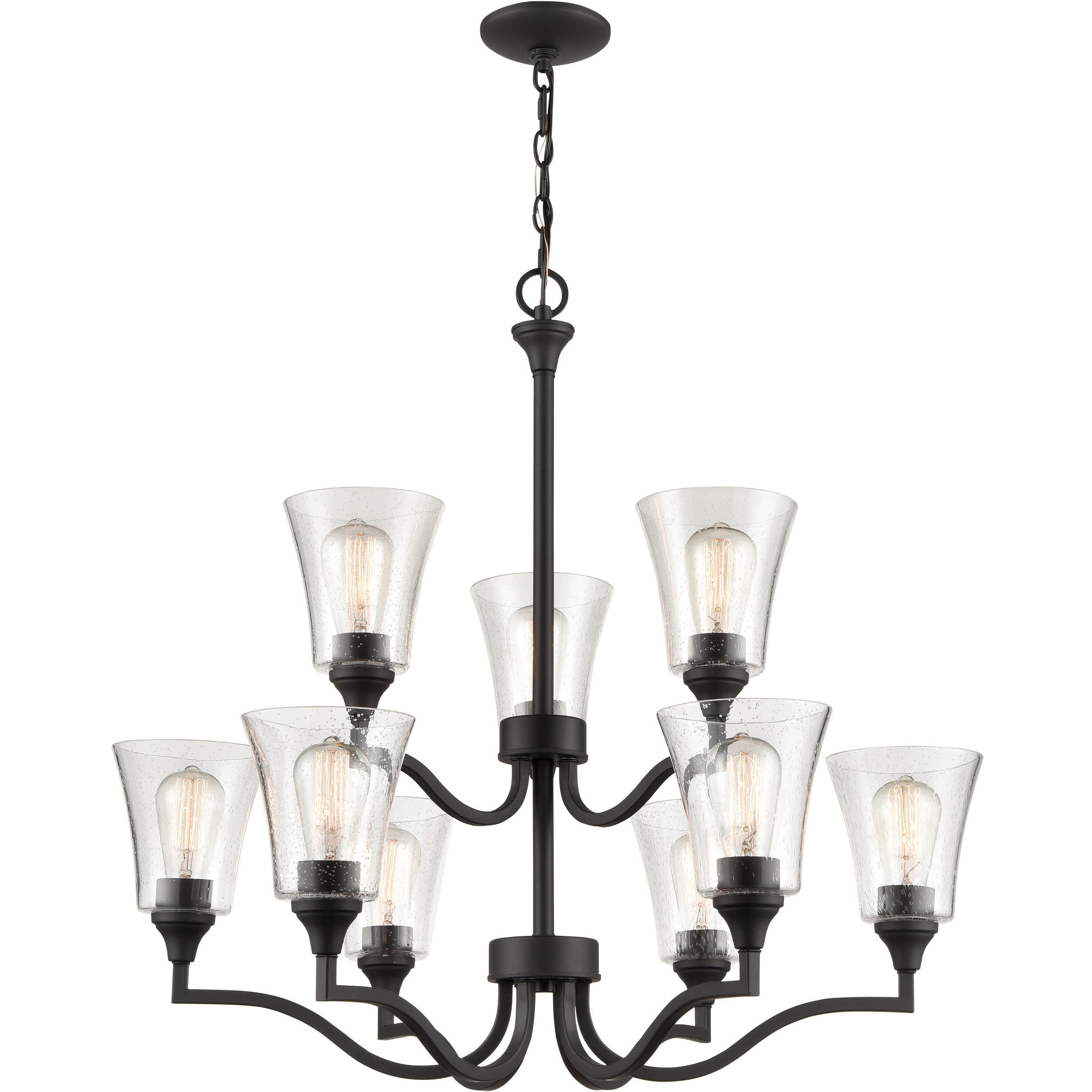 Caily 9 Light 31.5 inch Matte Black Chandelier Ceiling Light